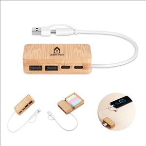 Dual Input Bamboo USB Hub
